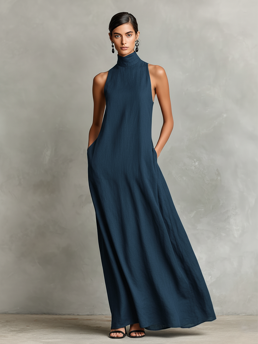 Catalina — Robe Longue Minimaliste Sans Manches