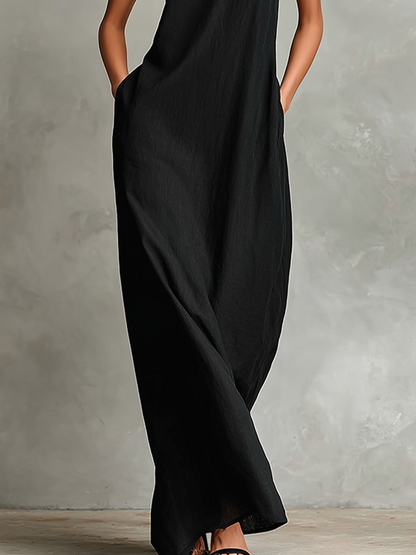 Catalina — Robe Longue Minimaliste Sans Manches
