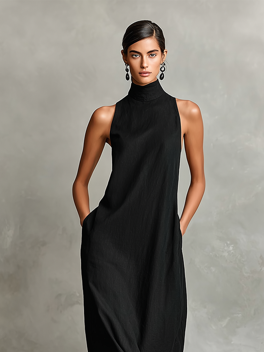 Catalina — Robe Longue Minimaliste Sans Manches