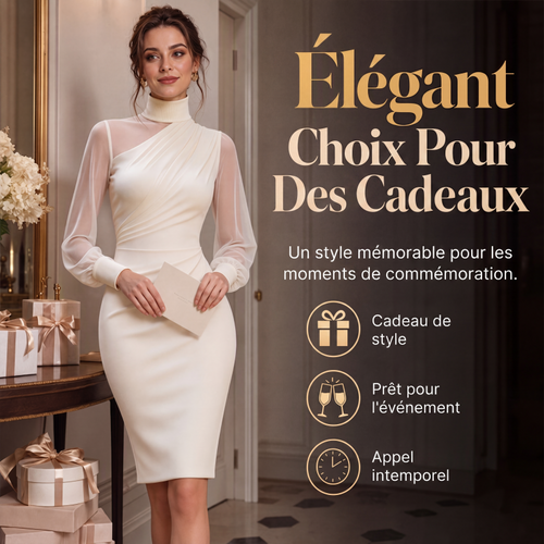 Robe moulante en maille à col montant pour femme