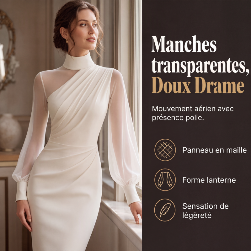 Robe moulante en maille à col montant pour femme