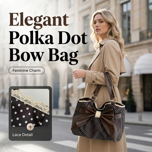 Sac à bandoulière élégant pour femme, en dentelle à pois avec nœud