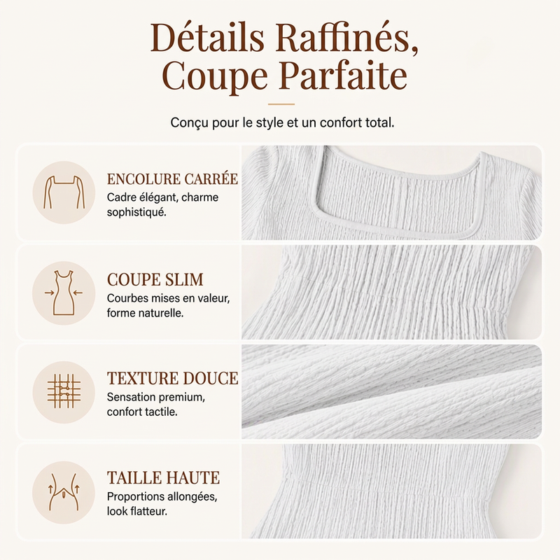 Robe midi pour femme à col carré et manches évasées