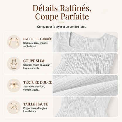 Robe midi pour femme à col carré et manches évasées