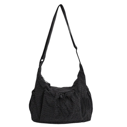 Sac nuage à carreaux avec cordon de serrage et fronces