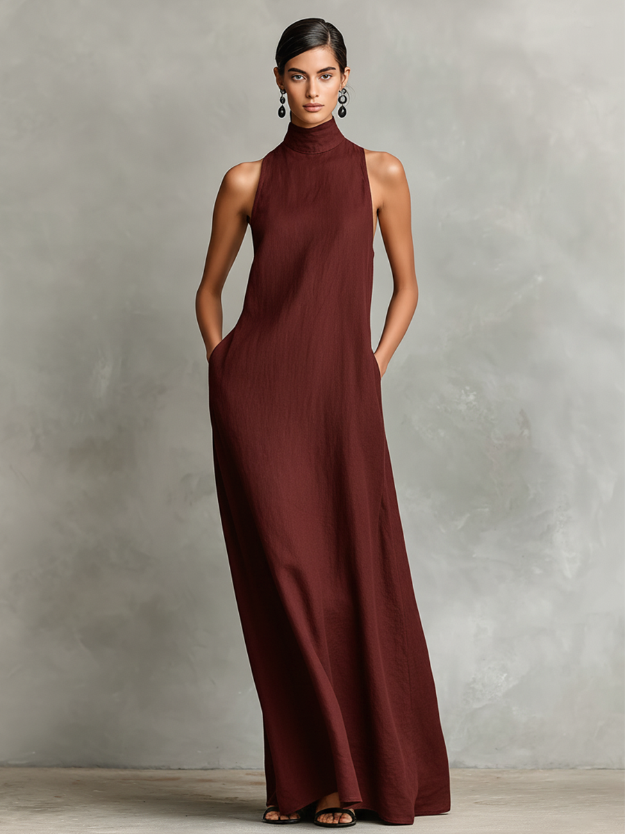Catalina — Robe Longue Minimaliste Sans Manches